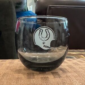 NFL Smoked Glass Tumbler with White Colts Helmet Logo - 70s Baltimore Colts